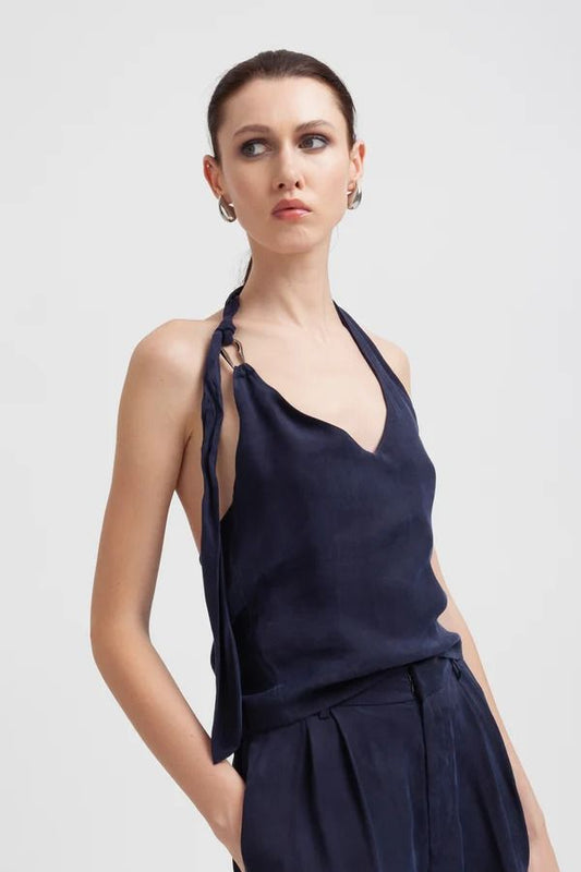 TOP HALTER IN CUPRO